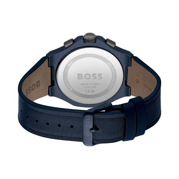 Montre homme Hugo Boss Modèle réf. 1514086, chronographe quartz, boîtier 44 mm, cuir, verre minéral – troisième vue