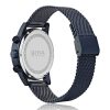Montre homme Hugo Boss Navigator 44 mm réf. 1513538, cadran bleu, bracelet maille milanaise – vue de trois-quarts
