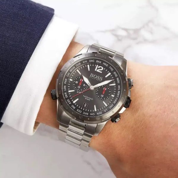 Montre homme Hugo Boss Nomad réf. 1513774, mouvement quartz, boîtier 44 mm, acier inoxydable, étanche 20 m – vue principale, Horlova Maroc
