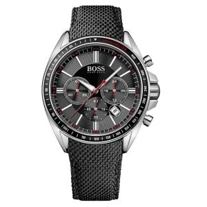 Montre homme Hugo Boss Nylon 47 mm réf. 1513087, bracelet textile, mouvement quartz chronographe – vue de face | Horlova Maroc