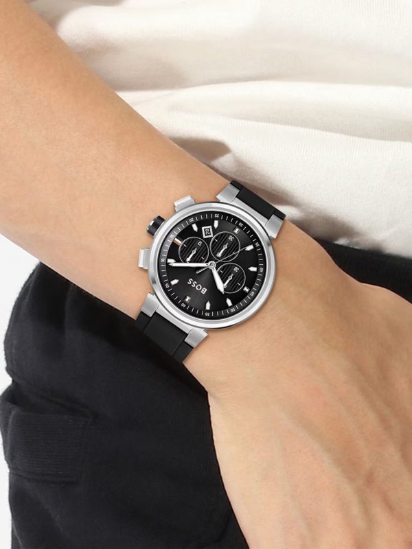 Montre homme Hugo Boss ONE réf. 1513997, chronographe quartz, boîtier 44 mm, acier inoxydable, silicone – deuxième vue