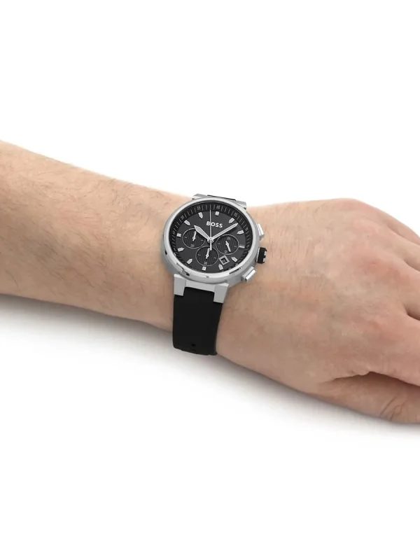 Montre homme Hugo Boss ONE réf. 1513997, chronographe quartz, boîtier 44 mm, acier inoxydable, silicone – troisième vue
