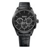 Montre homme Hugo Boss Onyx 46 mm réf. 1513367, cadran noir, bracelet cuir, mouvement quartz chronographe – vue de face | Horlova Maroc