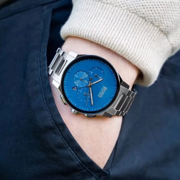 Montre homme Hugo Boss Peak réf. 1513763, mouvement quartz, boîtier 44 mm, acier inoxydable, étanche 30 m – vue principale, Horlova Maroc