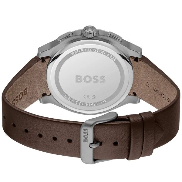 Montre homme Hugo Boss Peak réf. 1514187, chronographe quartz, boîtier 44 mm, cuir, étanche 30 m – troisième vue