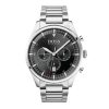 Montre homme Hugo Boss Pioneer 44 mm réf. 1513712, cadran argenté, bracelet acier – vue de face | Horlova Maroc