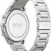 Montre homme Hugo Boss Pioneer 44 mm réf. 1513712, cadran argenté, bracelet acier – vue rapprochée