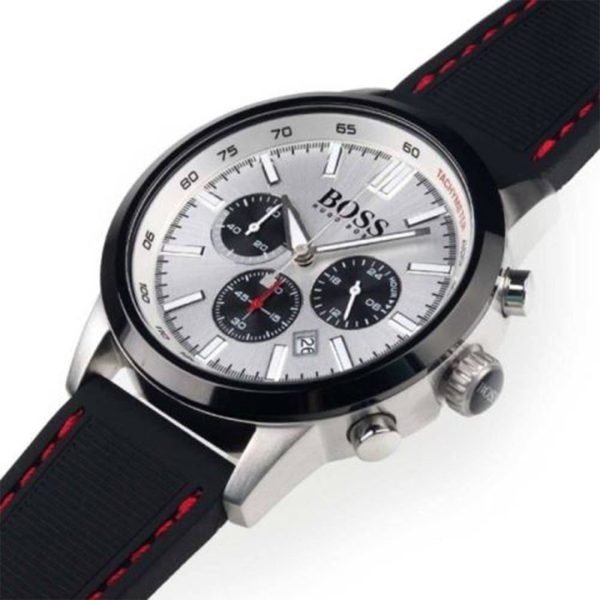 Montre homme Hugo Boss Racing réf. 1513185, boîtier 44 mm, acier inoxydable, cuir, silicone, verre minéral – troisième vue