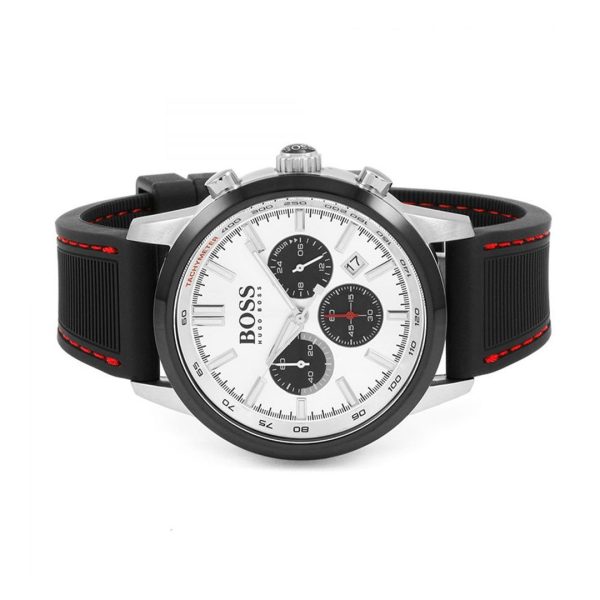 Montre homme Hugo Boss Racing réf. 1513185, boîtier 44 mm, acier inoxydable, cuir, silicone, verre minéral – quatrième vue