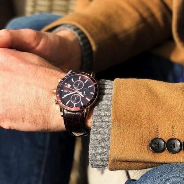 Montre homme Hugo Boss Rafale réf. 1513392, mouvement quartz, boîtier 44 mm, cuir, étanche 50 m – vue principale, Horlova Maroc