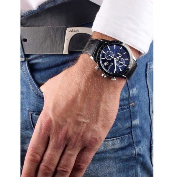 Montre homme Hugo Boss Rafale réf. 1513391, mouvement quartz, boîtier 45 mm, cuir, étanche 50 m – vue principale, Horlova Maroc