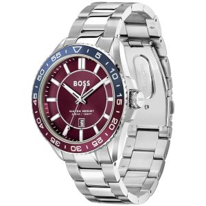 Montre homme Hugo Boss Runner 43 mm réf. 1514209, bracelet acier, mouvement quartz – vue de trois-quarts