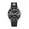 Montre homme Hugo Boss Runner 44 mm réf. 1514141, cadran noir, bracelet caoutchouc – vue de face | Horlova Maroc