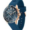 Montre homme Hugo Boss Runner 44 mm réf. 1514169, cadran bleu, bracelet silicone – vue de trois-quarts
