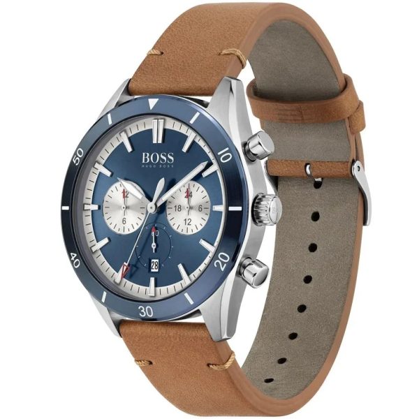 Montre homme Hugo Boss Santiago réf. 1513860, mouvement quartz, boîtier 44 mm, cuir, étanche 50 m – troisième vue