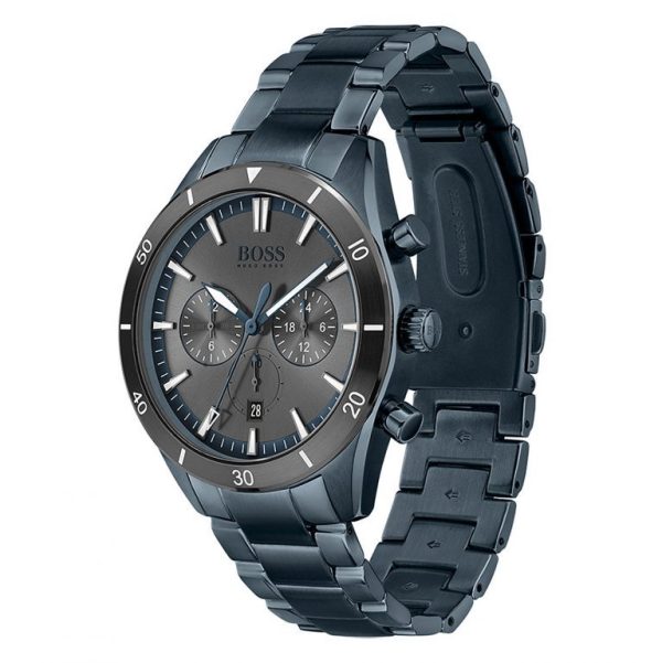 Montre homme Hugo Boss Santiago 44 mm réf. 1513865, cadran gris, bracelet acier – vue de profil