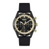 Montre homme Hugo Boss Santiago 44 mm réf. 1513935, cadran noir, mouvement quartz – vue de face | Horlova Maroc