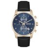 Montre homme Hugo Boss Skymaster 44 mm réf. 1513783, cadran bleu, bracelet cuir, mouvement quartz chronographe – vue de face | Horlova Maroc
