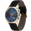 Montre homme Hugo Boss Skymaster 44 mm réf. 1513783, cadran bleu, bracelet cuir – vue de trois-quarts