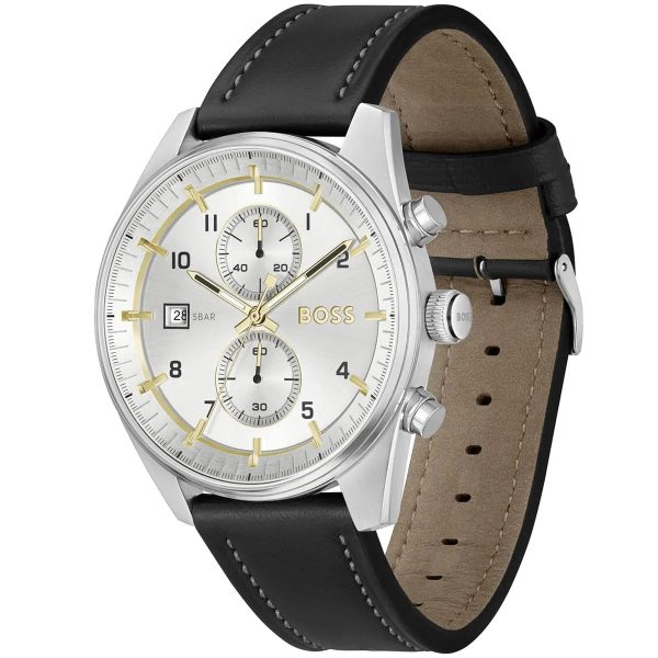 Montre homme Hugo Boss Skytraveller réf. 1514147, chronographe quartz, boîtier 44 mm, cuir – troisième vue