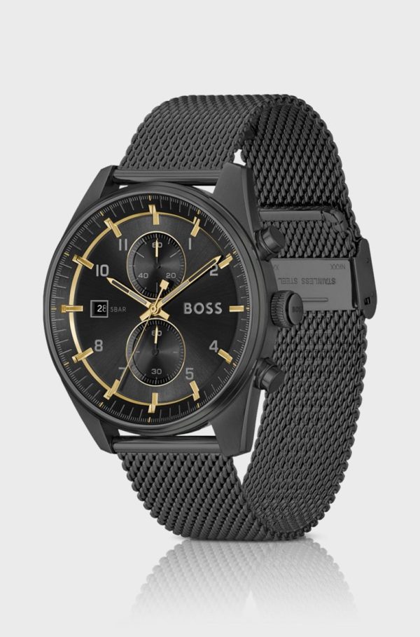 Montre homme Hugo Boss Skytraveller réf. 1514150, chronographe quartz, boîtier 44 mm, acier inoxydable – vue principale, Horlova Maroc