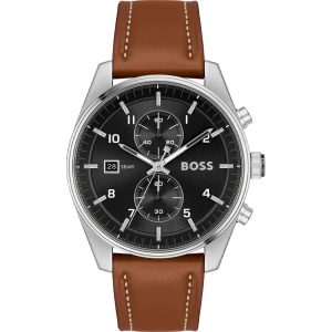 Montre homme Hugo Boss Skytraveller réf. 1514161, chronographe quartz, boîtier 44 mm, cuir, verre minéral – vue principale, Horlova Maroc
