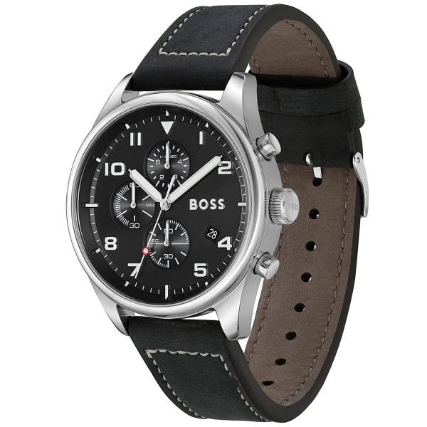 Montre homme Hugo Boss Sobre réf. 1513987, chronographe quartz, boîtier 44 mm, cuir, étanche 50 m – deuxième vue