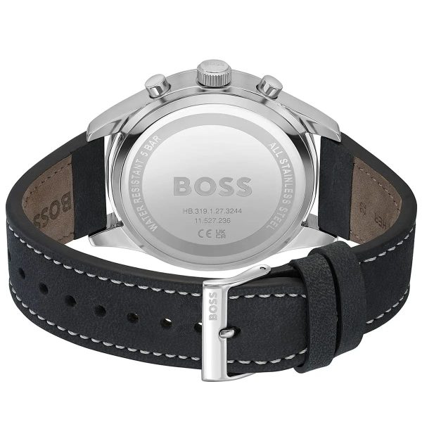 Montre homme Hugo Boss Sobre réf. 1513987, chronographe quartz, boîtier 44 mm, cuir, étanche 50 m – troisième vue