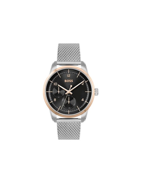 Montre homme Hugo Boss Sophio réf. 1513961, mouvement quartz, boîtier 42 mm, maille milanaise, verre minéral – vue principale, Horlova Maroc