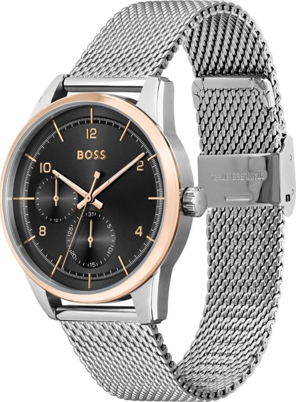 Montre homme Hugo Boss Sophio réf. 1513961, mouvement quartz, boîtier 42 mm, maille milanaise, verre minéral, étanche 50 m – deuxième vue