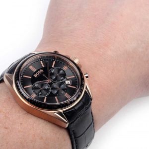 Montre homme Hugo Boss Sport réf. 1513092, boîtier 45 mm, acier inoxydable, cuir, verre minéral – deuxième vue