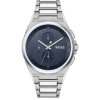 Montre homme Hugo Boss Steer 45.8 mm réf. 1514048, cadran bleu, bracelet acier – autre angle