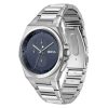 Montre homme Hugo Boss Steer 45.8 mm réf. 1514048, cadran bleu, bracelet acier – vue rapprochée