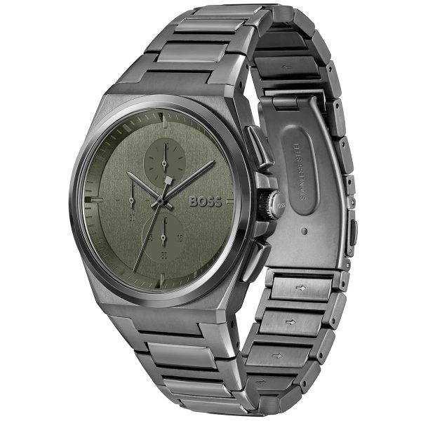 Montre homme Hugo Boss Steer Boîtier réf. 1514045, chronographe quartz, boîtier 45,8 mm, acier inoxydable, étanche 50 m – troisième vue