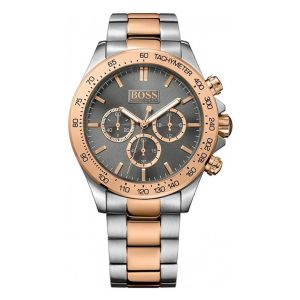 Montre homme Hugo Boss Talent 44 mm réf. 1513339, bracelet acier, mouvement quartz chronographe – vue de face | Horlova Maroc