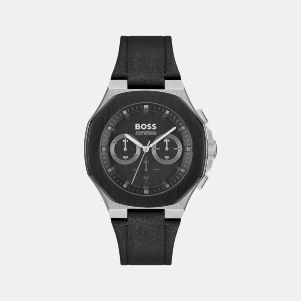 Montre homme Hugo Boss Taper réf. 1514085, chronographe quartz, boîtier 45 mm, acier inoxydable, cuir – vue principale, Horlova Maroc