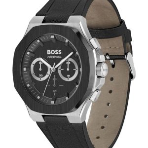 Montre homme Hugo Boss Taper réf. 1514085, chronographe quartz, boîtier 45 mm, acier inoxydable, cuir, verre minéral – deuxième vue