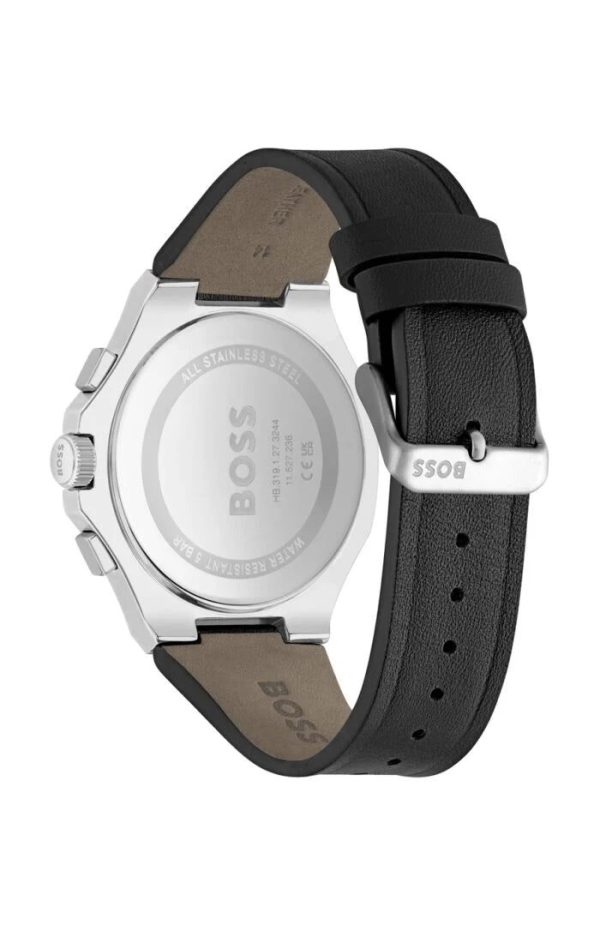Montre homme Hugo Boss Taper réf. 1514085, chronographe quartz, boîtier 45 mm, acier inoxydable, cuir, verre minéral – troisième vue