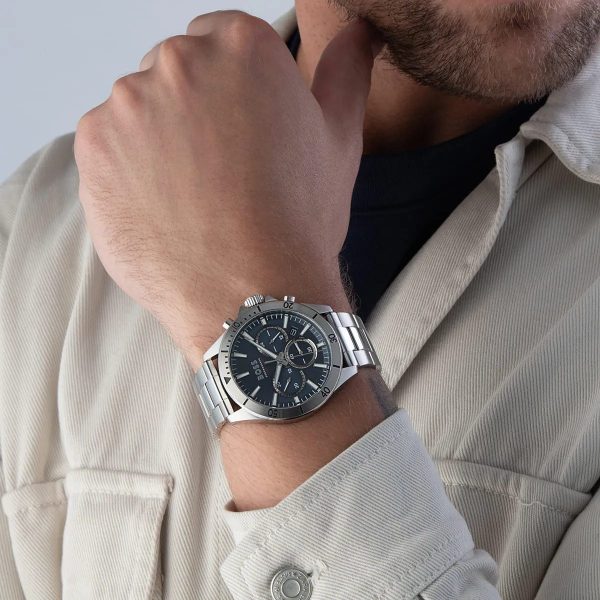 Montre homme Hugo Boss Troper réf. 1514069, mouvement quartz, boîtier 44 mm, acier inoxydable – vue principale, Horlova Maroc