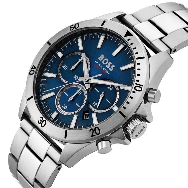 Montre homme Hugo Boss Troper réf. 1514069, mouvement quartz, boîtier 44 mm, acier inoxydable – troisième vue