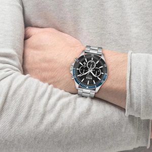 Montre homme Hugo Boss Troper réf. 1514101, mouvement quartz, boîtier 44 mm, acier inoxydable – vue principale, Horlova Maroc