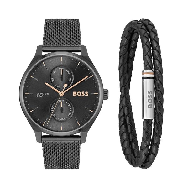 Montre homme Hugo Boss Tyler Giftset réf. 1570194, mouvement quartz, boîtier 43 mm, acier inoxydable – vue principale, Horlova Maroc