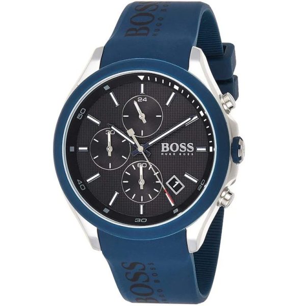 Montre homme Hugo Boss Velocity 44 mm réf. 1513717, bracelet acier, mouvement quartz chronographe – vue de profil
