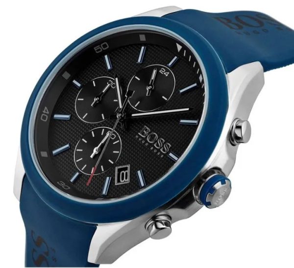 Montre homme Hugo Boss Velocity 44 mm réf. 1513717, bracelet acier, mouvement quartz chronographe – autre angle