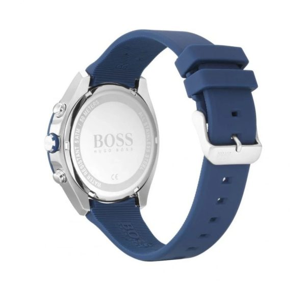 Montre homme Hugo Boss Velocity 44 mm réf. 1513717, bracelet acier, mouvement quartz chronographe – vue rapprochée