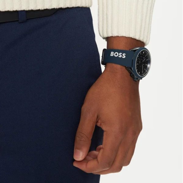 Montre homme Hugo Boss Velocity réf. 1514061, chronographe quartz, boîtier 44 mm, silicone, verre minéral – quatrième vue