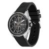 Montre homme Hugo Boss Volane 44 mm réf. 1513953, cadran noir, bracelet silicone – vue de trois-quarts