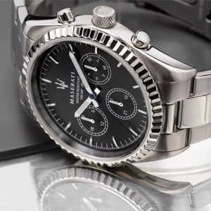 Montre homme Maserati Competizione réf. R8853100023, mouvement quartz, boîtier 43 mm, acier inoxydable – vue principale, Horlova Maroc