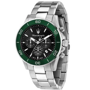 Montre homme Maserati Competizione réf. R8873600008, chronographe quartz, boîtier 43 mm, acier inoxydable – vue principale, Horlova Maroc