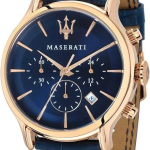 Montre homme Maserati Epoca réf. R8871618013, chronographe quartz, boîtier 42 mm, acier inoxydable, cuir – vue principale, Horlova Maroc